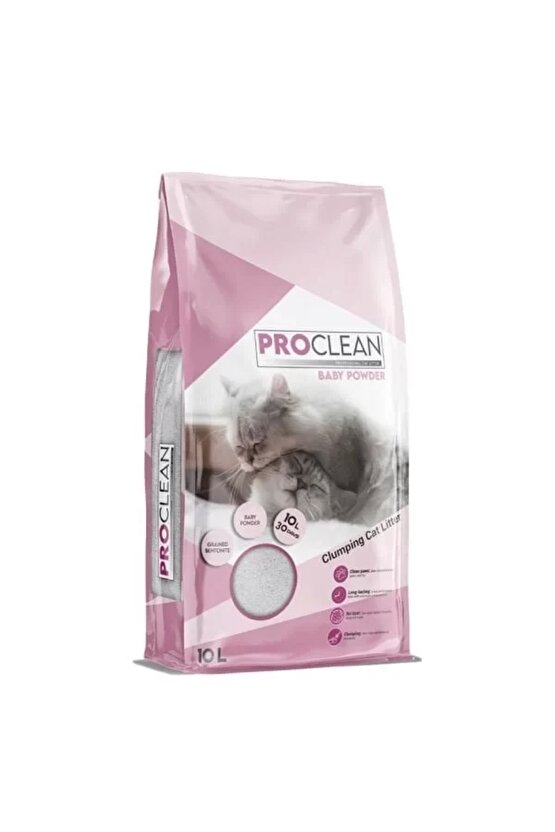 ProClean Bebek Pudra Kokulu Topaklanan Kedi Kumu Kalın Taneli 10 Lt