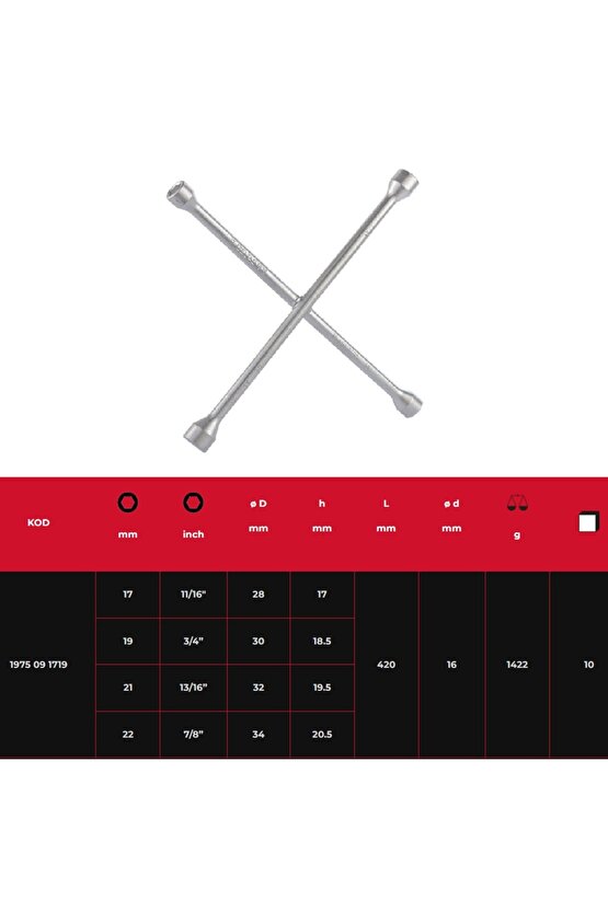 IZELTAS Bijon Anahtarı İstavroz Tipi