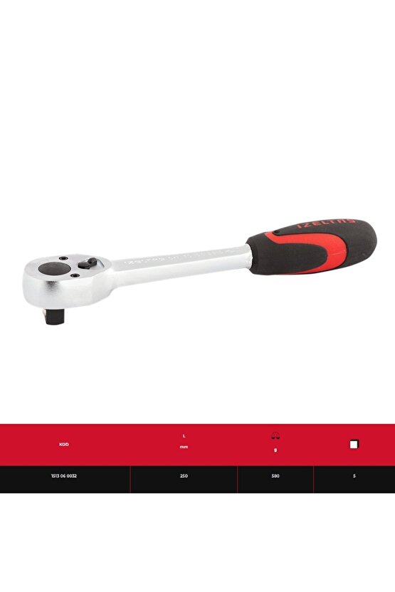 IZELTAS 12 Lokma Cırcır Kolu 32 Diş 250 mm