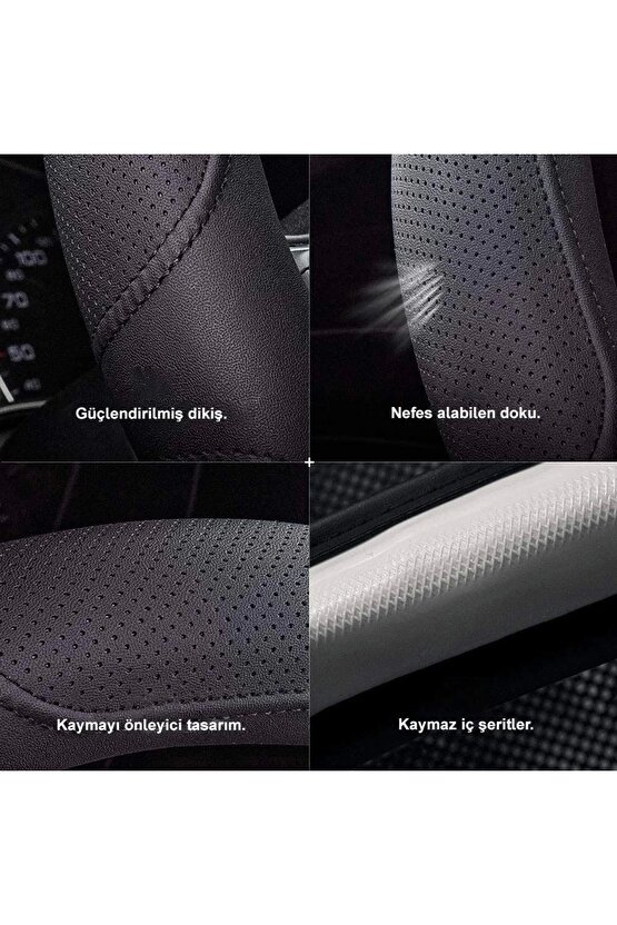 MC1003N Premium Suni Deri Direksiyon Kılıfı SİYAH