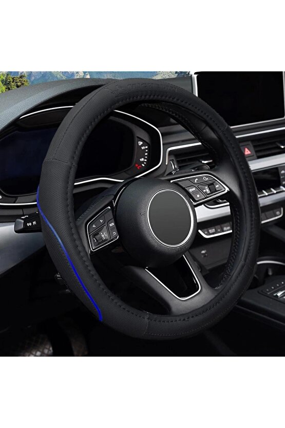 MC1003NAZ Premium Suni Deri Direksiyon Kılıfı MAVİ