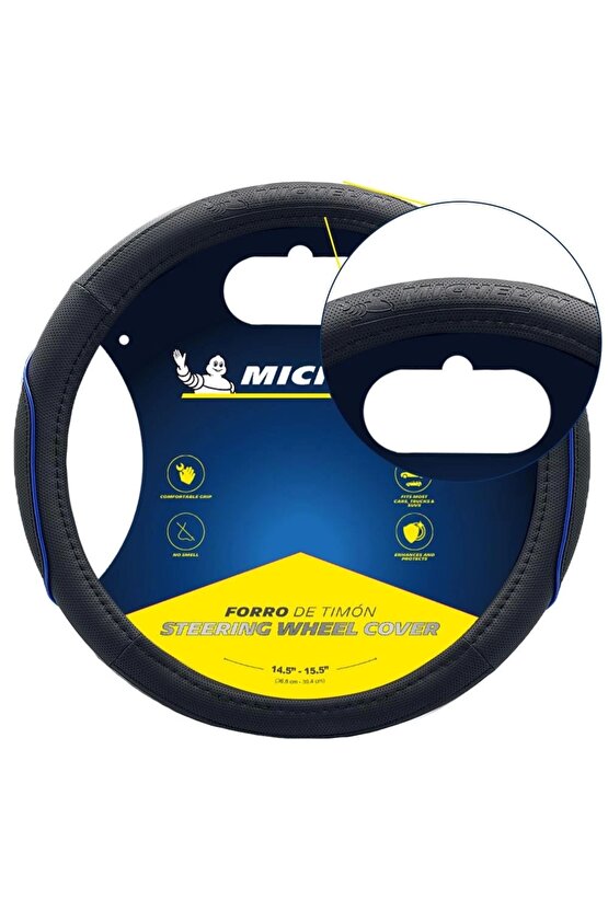 MC1003NAZ Premium Suni Deri Direksiyon Kılıfı MAVİ