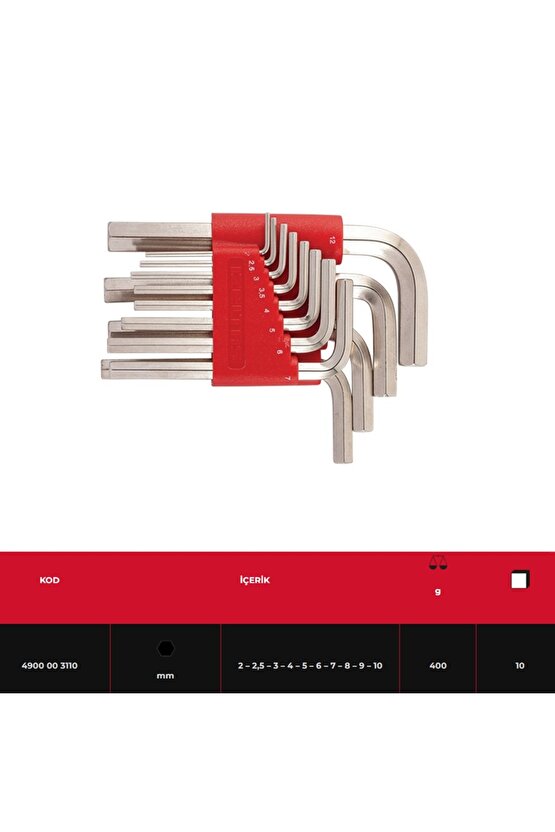 IZELTAS Allen Anahtar Takımı 10 Parça