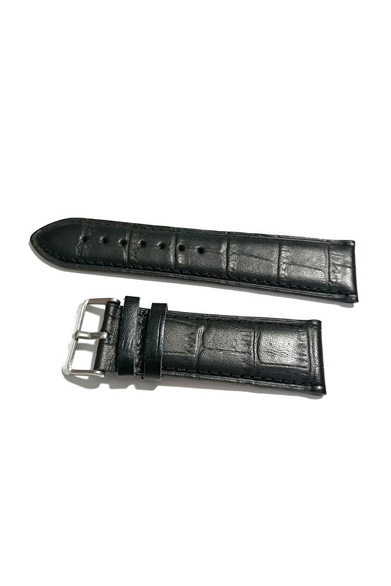 Kordon Seiko& Hertürlü  Saat Uyumlu Croco Baskılı Siyah Renk Deri  24 mm (154)