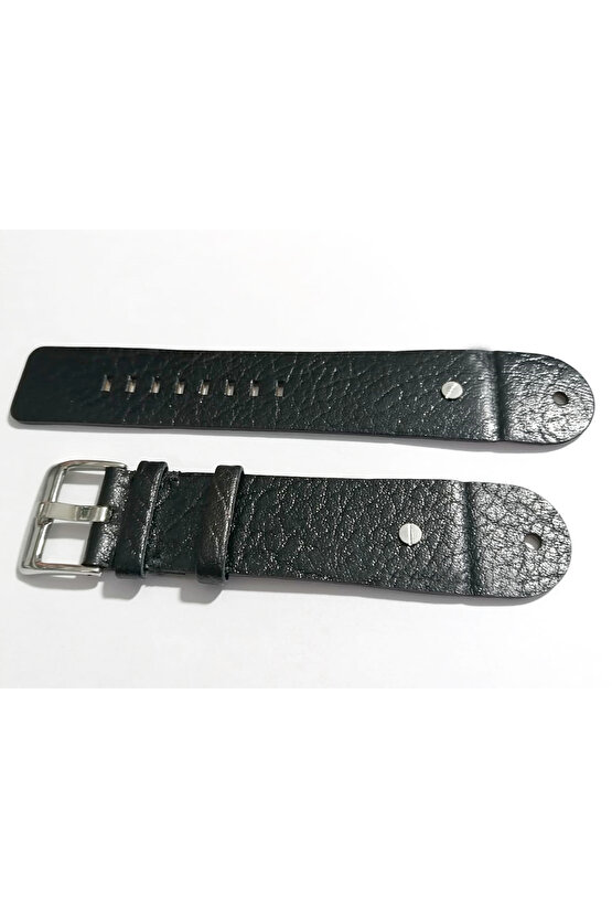 Dizel Uyumlu vidalı Saat Kordonu Hakiki Deri 26 MM  Siyah