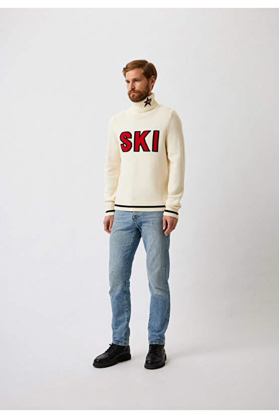 SKI Erkek Beyaz Kazak