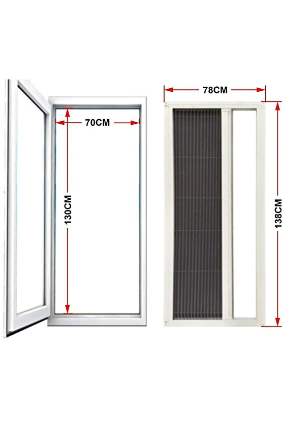Plise Pileli Sürgülü Kapı Sinekliği ( Demir Kapı,pimapen Kapı)0,90 Cm-0,210 Cm - Beyaz