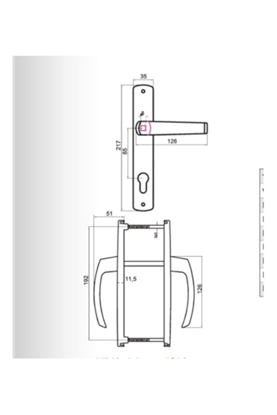 Pvc Alüminyum Kapı Kolu 35 85 Eksen- Altınmeşe