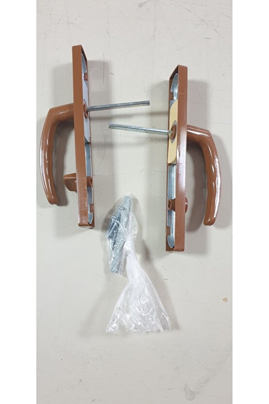 Pvc Plastik Doğrama Kapı Kolu (WC-BANYO) Metal-kahverengi Renk ( 1 Takım )