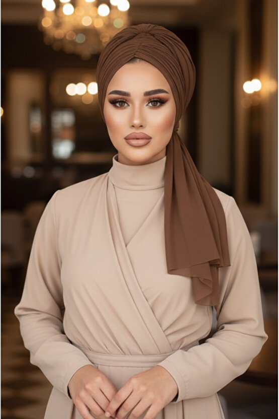 Karamel Tokalı Abiye Bone Şal