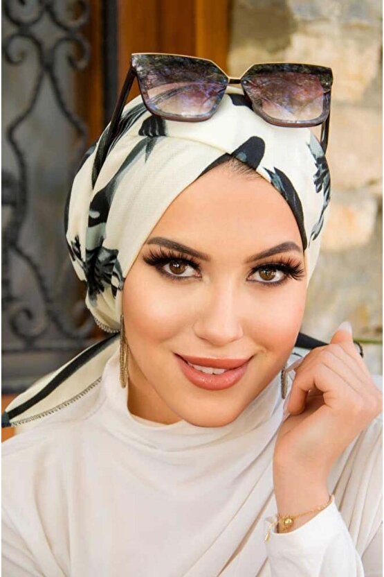 Füme Yaprak Desen Çapraz Bantlı Bone