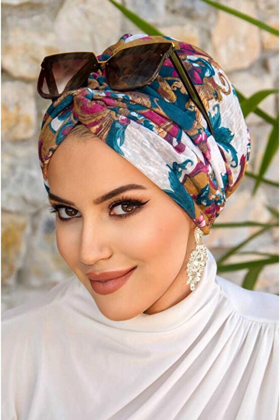 Bordo Etnik Desenli Burgu Bone