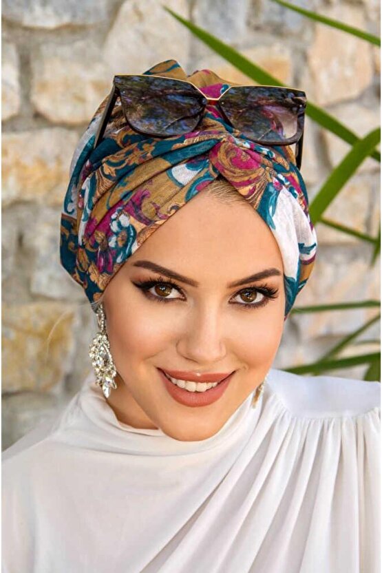 Bordo Etnik Desenli Burgu Bone