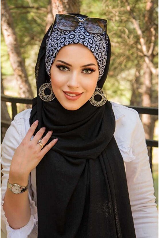 Siyah Puan Dantel Bone Hazır Şal