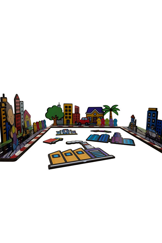 My City 24parça Ahşap Şehrini Kur Kutu Oyunu Geçmeli Puzzle Etkinlik Geliştirici Eğlenceli Set
