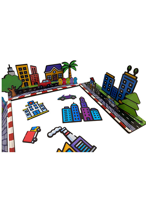 My City 24parça Ahşap Şehrini Kur Kutu Oyunu Geçmeli Puzzle Etkinlik Geliştirici Eğlenceli Set