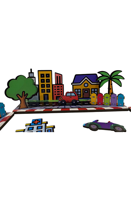 My City 24parça Ahşap Şehrini Kur Kutu Oyunu Geçmeli Puzzle Etkinlik Geliştirici Eğlenceli Set