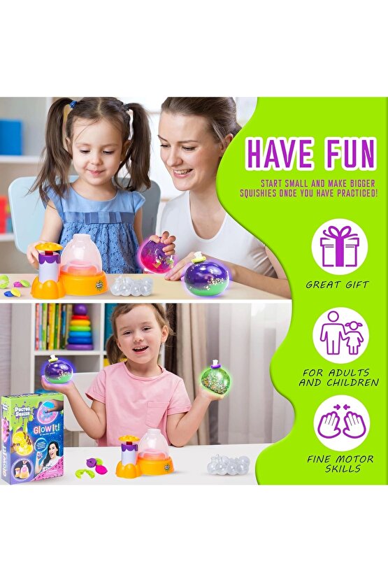 Doctor Squish Pack Refill Neon, Yedek Paket Parlak Simli Sukuşi Yapım Seti - Doktor Sukuşi - Sukuşi