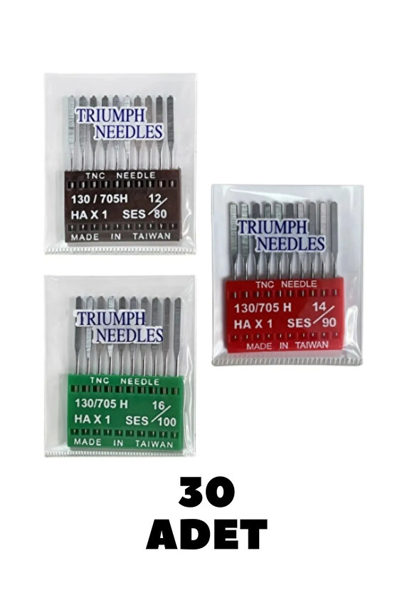 Singer Beko Zetina Janome Uyumlu Dikiş Makine Iğnesi (12-14-16 Numara -30 Adet Iğne) 3 Paket