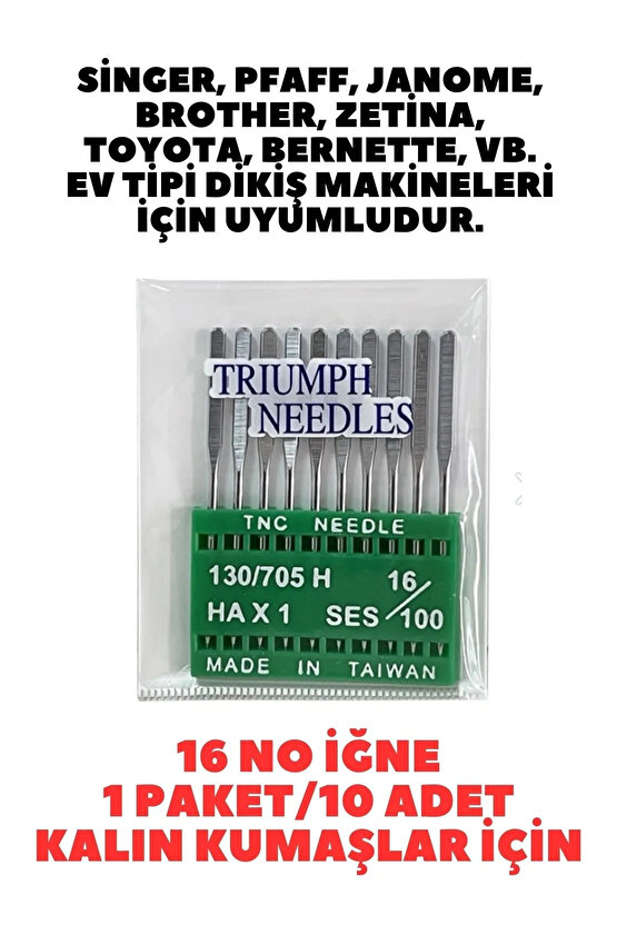 Singer Beko Zetina Janome Uyumlu Dikiş Makine Iğnesi (12-14-16 Numara -30 Adet Iğne) 3 Paket