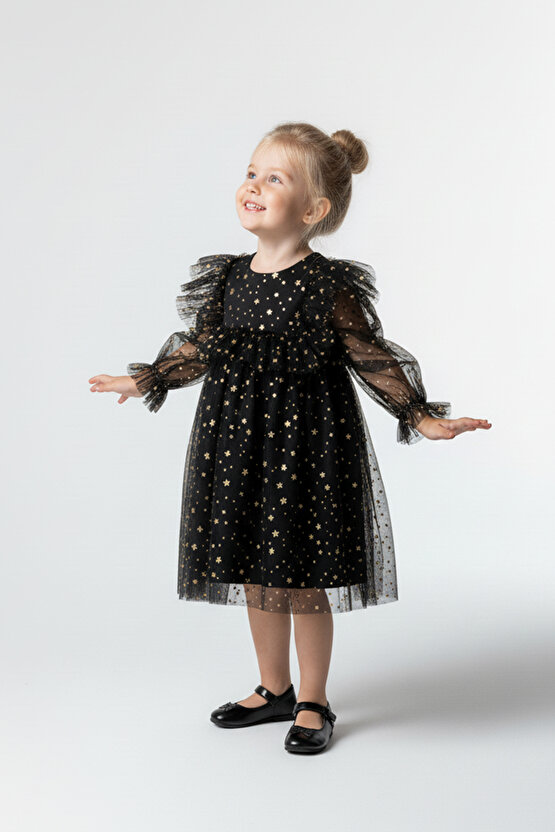 Kız Bebek Elbise Kız Çocuk Elbise Doğum Günü Parti Düğün Elbise Uzun Kollu Astarlı Elbise