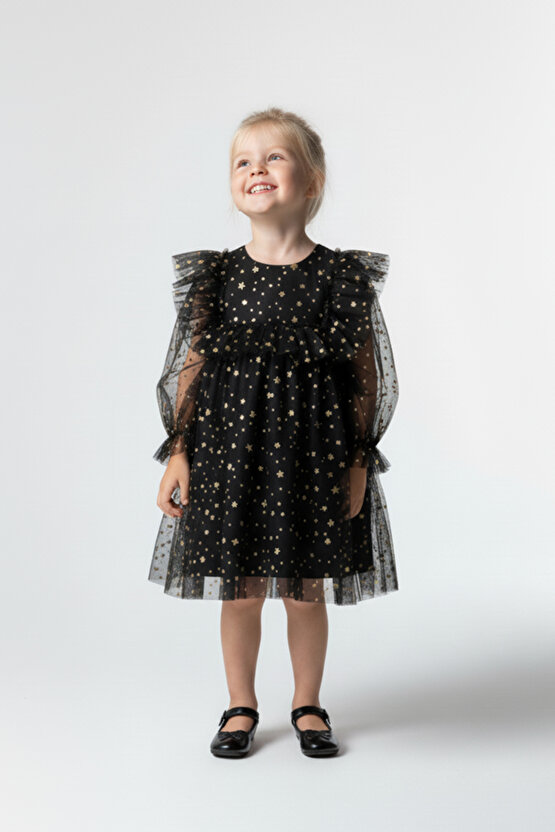 Kız Bebek Elbise Kız Çocuk Elbise Doğum Günü Parti Düğün Elbise Uzun Kollu Astarlı Elbise