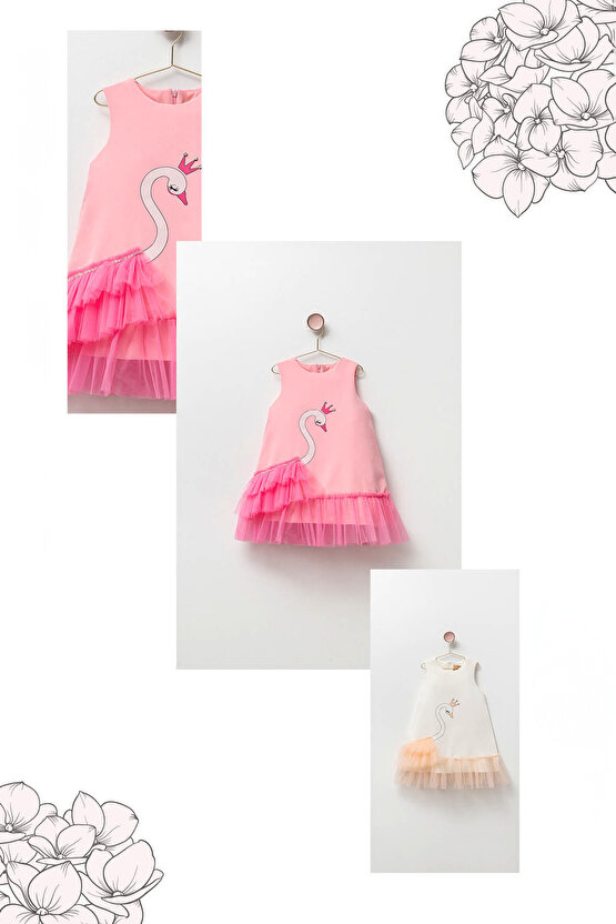 Kız Bebek Kız Çocuk Doğum Günü Parti Düğün Elbise Kolsuz Fırfırlı Tüllü Tütülü Tütü Astarlı