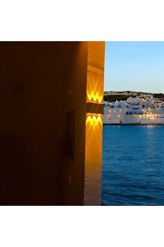 12 Watt Amber Işık Ledli, Elektrikle Çalışır, Bahçe - Villa Duvar Aydınlatma Armatürü, Amber Aplik