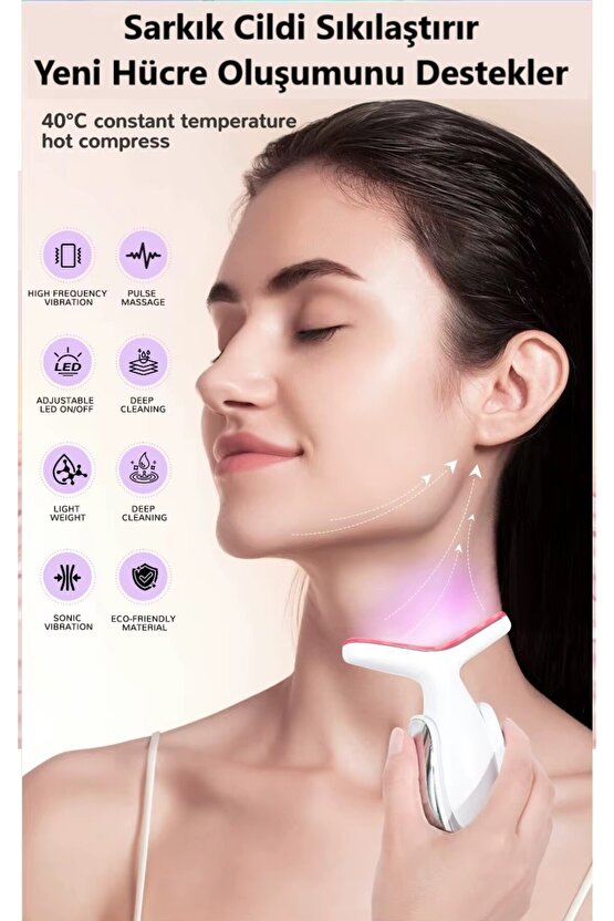 Yeni Nesil 7 Modlu LED Işıklı & EMS Mikro Akımlı Yüz Masaj Kırışıklık Gıdık Giderici Güzellik Cihazı