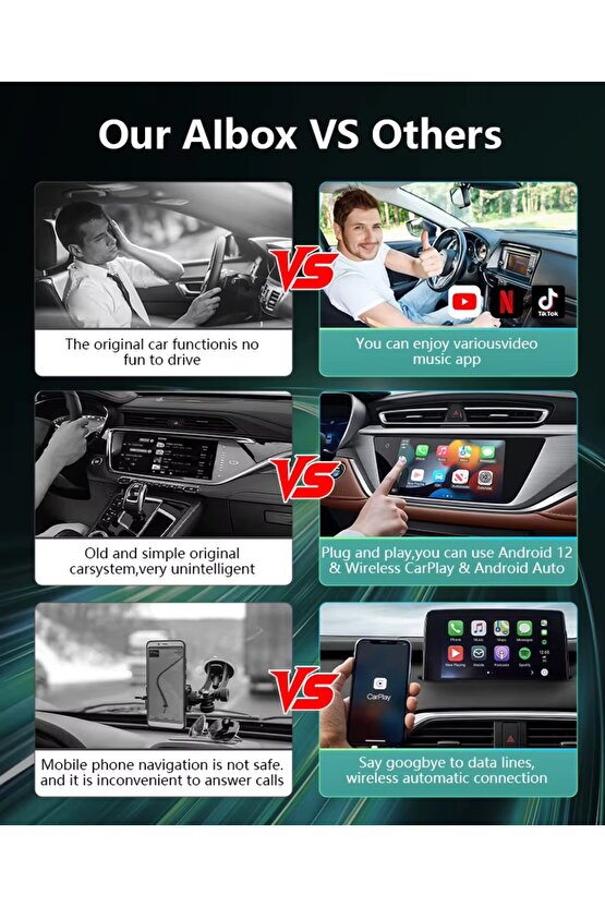 Kablosuz Carplay Android Auto Box Türkçe Dil 2 Gb Ram 16 Gb Rom 3 in 1 Wifi Hdmi Bt