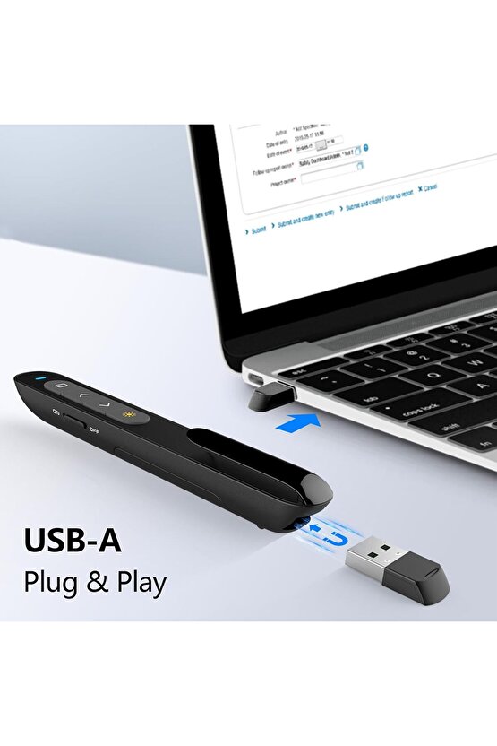 LAZER POİNTER SUNUM KUMANDASI POWERPOİNT SUNUMLAR İÇİN CLİCKER USB WİRELESS KIRMIZI LAZER IŞIKLI