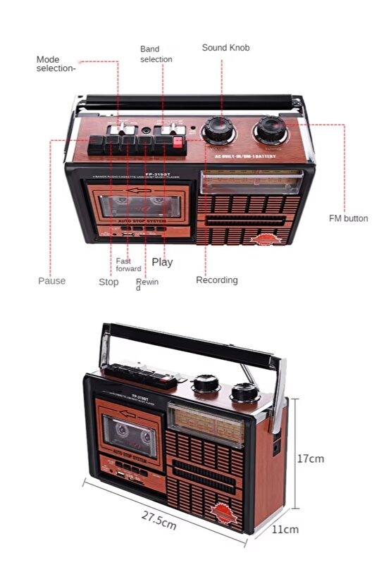 NOSTALJİK RADYO BLUETOOTH SPEAKER KASETÇALAR KABLOSUZ HOPARLÖR FM RADYO SD KART USB TEYP