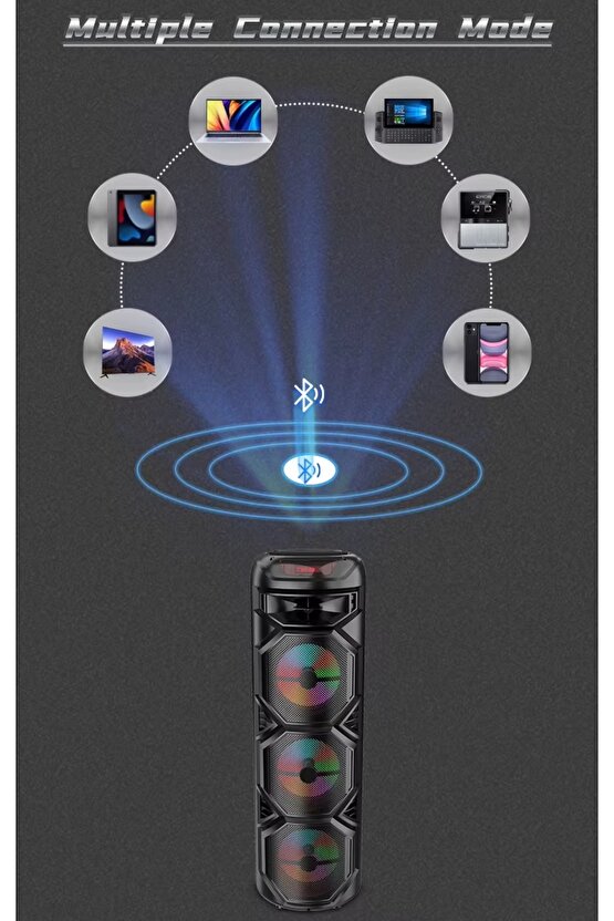 3X8 İNÇ BÜYÜK BOY TEKERLEKLİ BLUETOOTH SPEAKER ŞARJLI KABLOSUZ MİKROFONLU HOPARLÖR