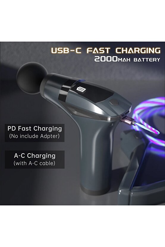 Uzatma Saplı Masaj Tabancası, Profesyonel Sırt Masajı Kolay Derin Doku Perküsyon Kas Masaj Aleti