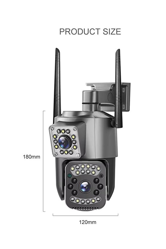 2+2MP GECE GÖRÜŞLÜ WİFİ İP KAMERA ALARM TELEFON UYGULAMASI SU GEÇİRMEZ GÜVENLİK KAMERASI