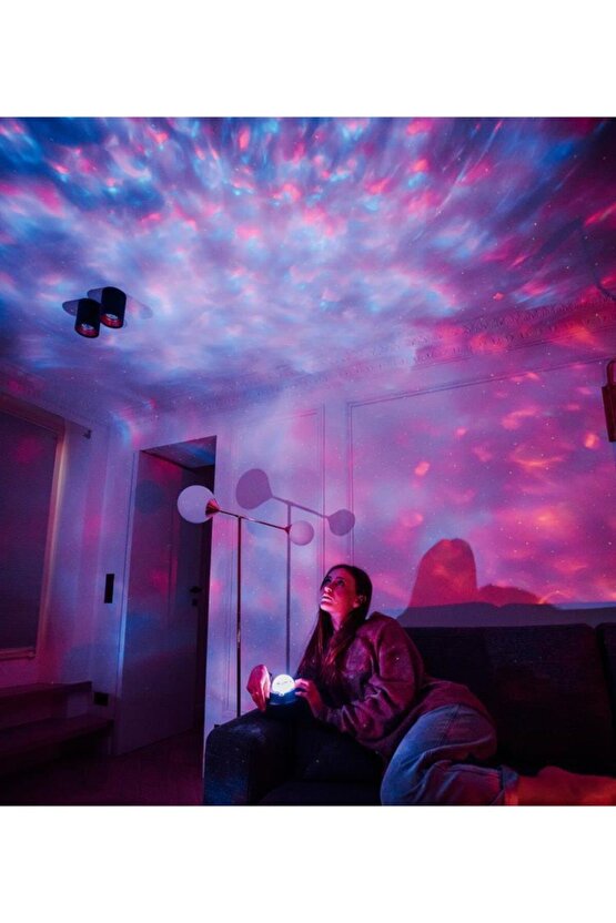 Starry Projektör Bluetooth Hoparlör Gece Lambası RGB Led Işıklı Parti Hoparlörü Speaker