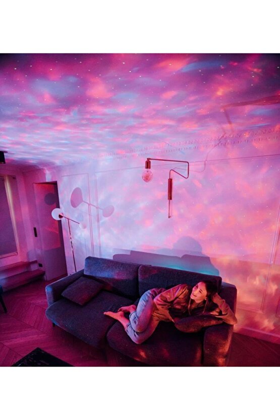 Starry Projektör Bluetooth Hoparlör Gece Lambası RGB Led Işıklı Parti Hoparlörü Speaker