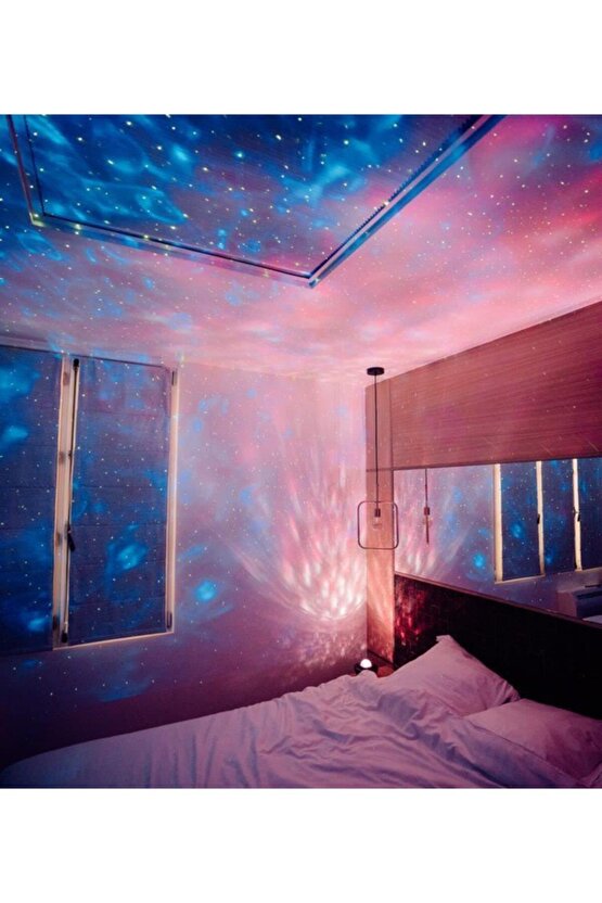 Starry Projektör Bluetooth Hoparlör Gece Lambası RGB Led Işıklı Parti Hoparlörü Speaker