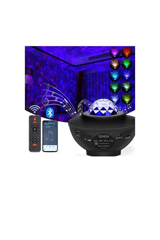 Starry Projektör Bluetooth Hoparlör Gece Lambası RGB Led Işıklı Parti Hoparlörü Speaker