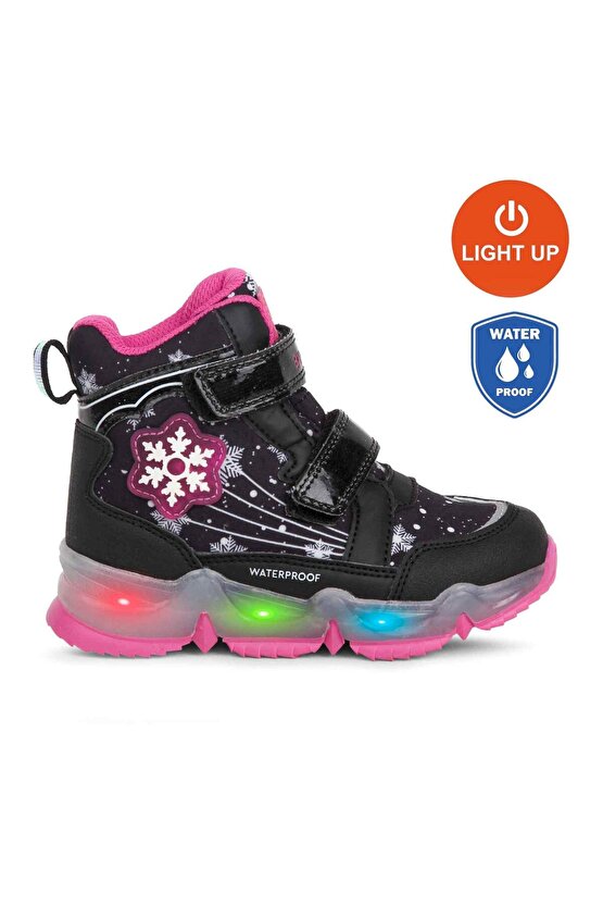 3034 Snowy WATERPROOF-IŞIKLI Anatomik Çocuk Bot Siyah