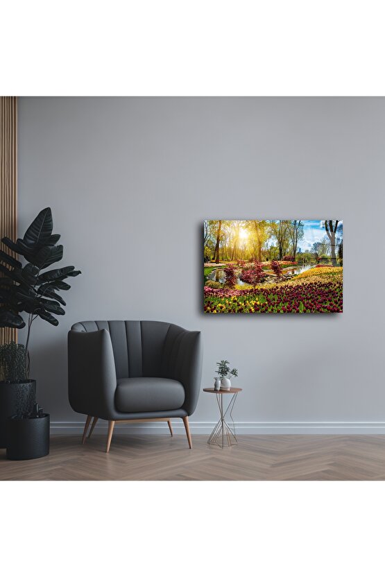 Bahar Ağaçlı Manzara Cam Tablo