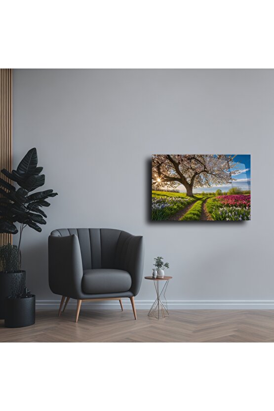 Premium Cam Tablo Bahar Manzarası