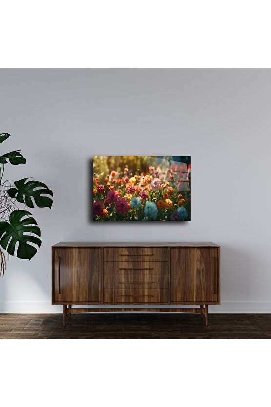 Renkli Kır Çiçekleri Metal Duvar Tablosu