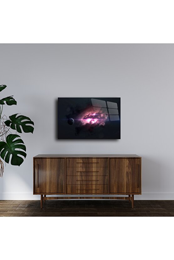 Pembe Mor Galaksi Duvar Tablosu