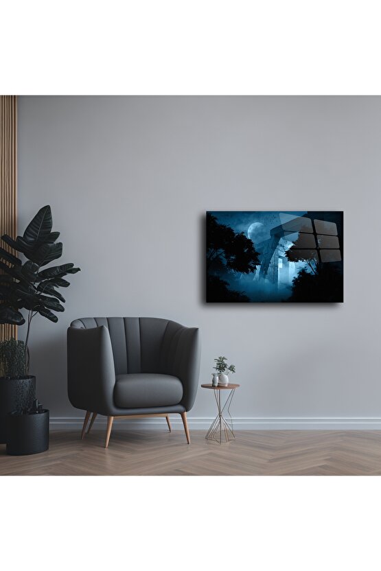 Gizemli Mavi Ay Işığı Tapınağı Duvar Tablosu