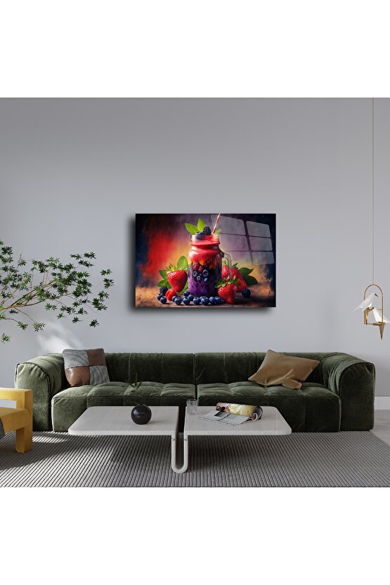 Cam Tablo Meyve Smoothie Duvar Sanatı