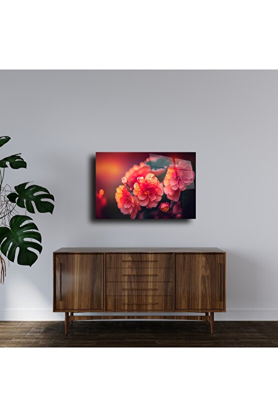 Cam Tablo Çiçek Duvar Sanatı