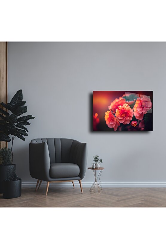 Cam Tablo Çiçek Duvar Sanatı