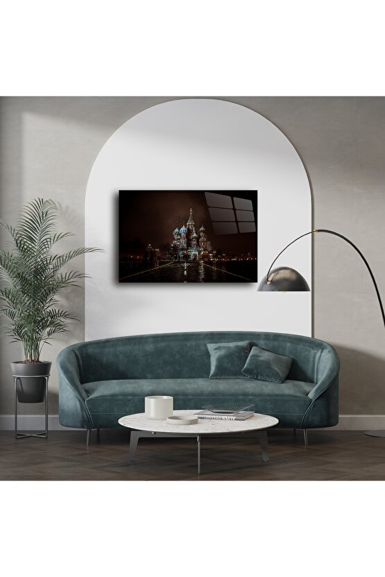 Gece Işıltılı St. Basil Katedrali Cam Tablo