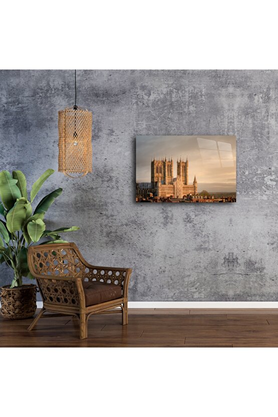 Gotik Mimari Katedral Manzaralı Cam Tablo